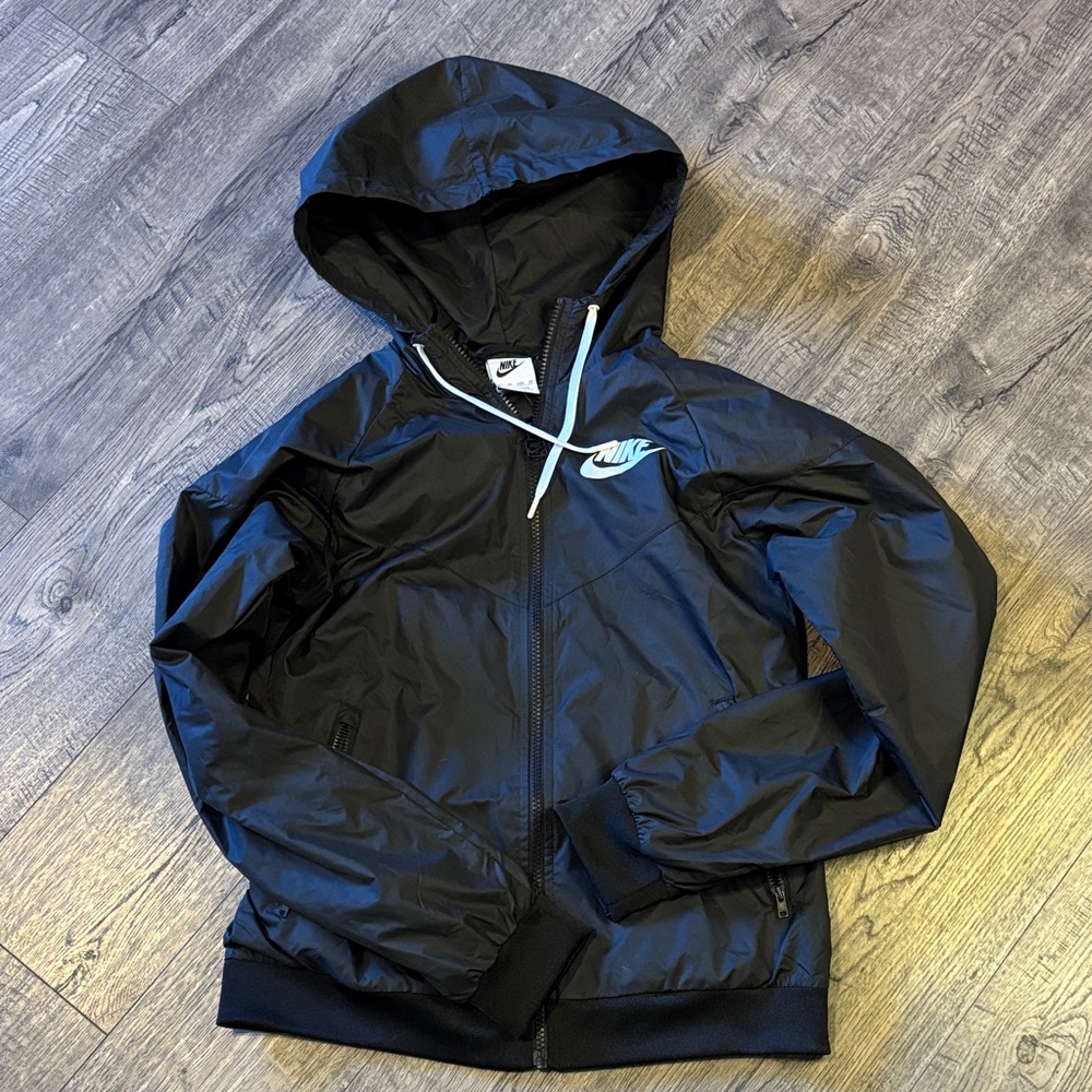 Nike Kids Black Hooded Raincoat